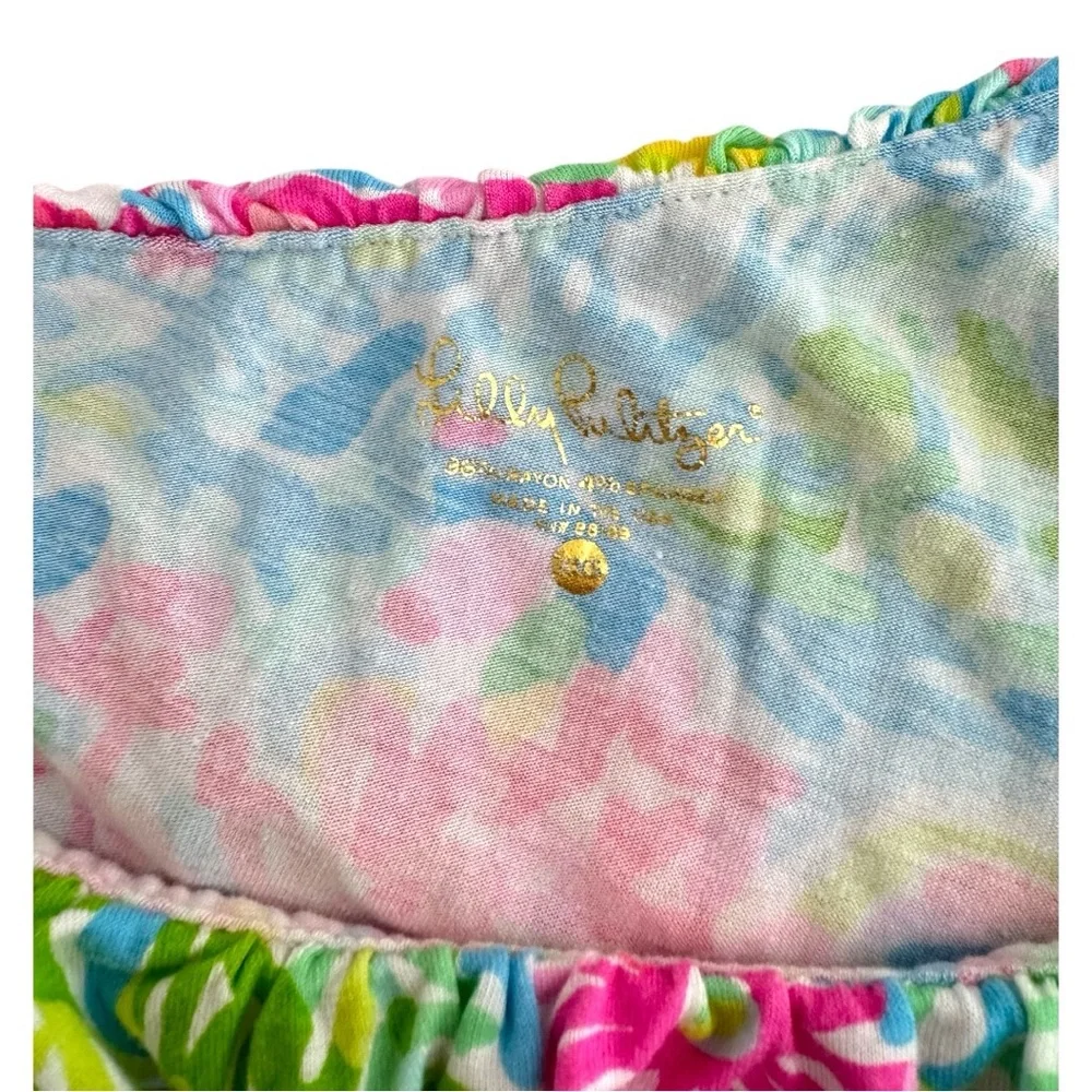 Lilly Pulitzer Neveah Vibrant Pink Blue Green Floral One Shoulder Top XXSmall - Picture 5 of 8